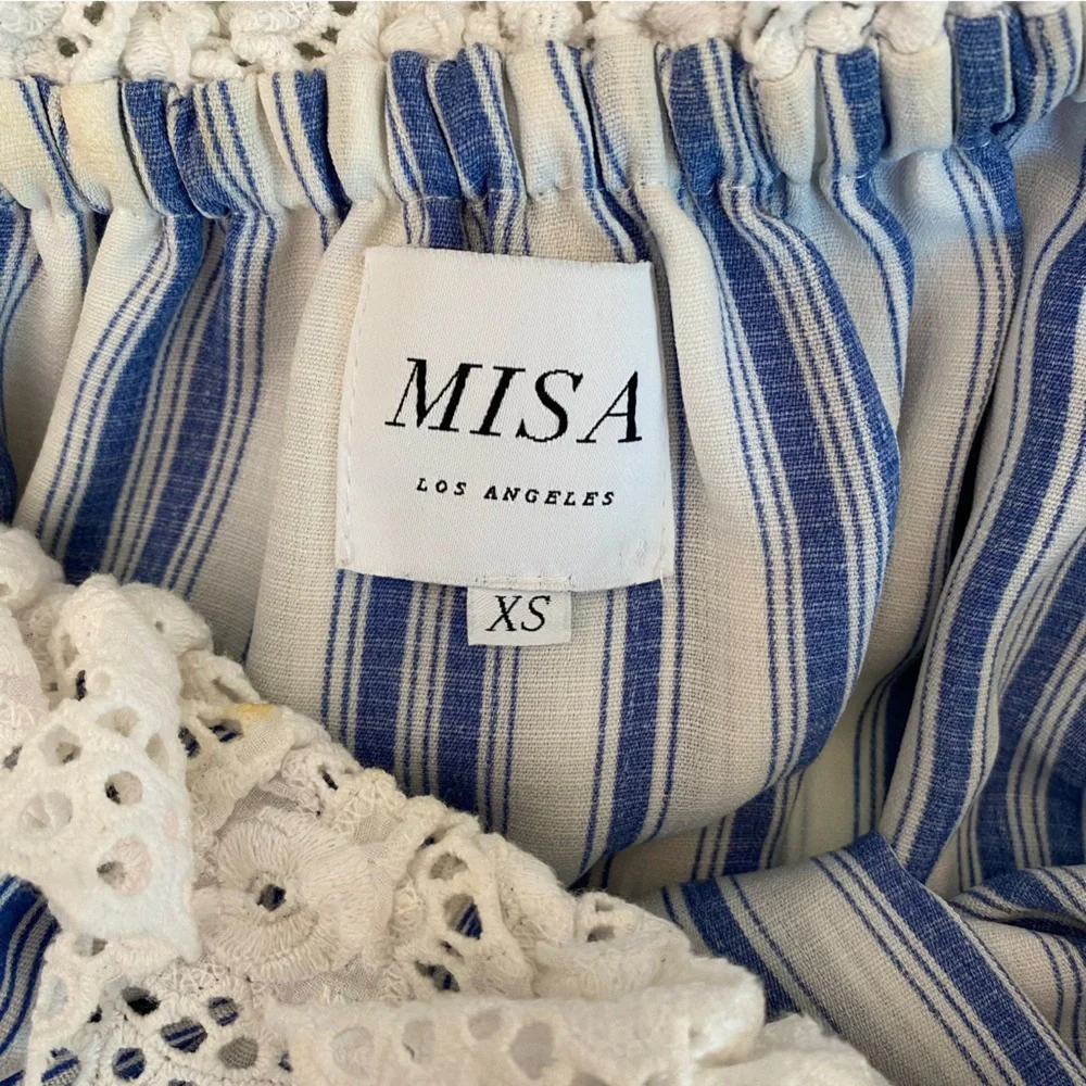 MISA Los Angeles Linen Carina Dress Blue Stripes Size XS - Picture 11 of 14